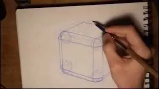 two point perspective cube with round corners. fillets .wmv
