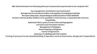BRC Food Safety Certification Audit & Consulting