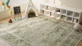 Washable Boho Area Rugs 10x14 🧶✨ | Large, Stain-Resistant, Non-Slip Vintage Style Rug