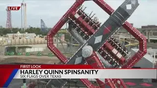 Eric Manges takes on HARLEY QUINN Spinsanity at Six Flags Over Texas