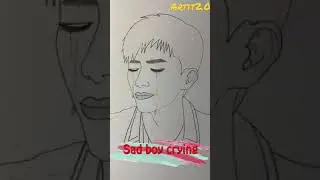 😢 Sad boy crying 😭Drawing #shorts || how to draw a boy crying #pencils #artit2.0