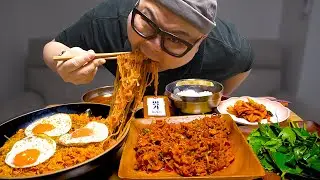 새콤달콤 쫄면과 매콤칼칼한 낙삼불고기 조합!│Bulgogi and Spicy Chewy Noodles Mukbang Eatingshow