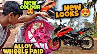 Pulsar Ns 125❤️ || New Alloy wheels paid 😍|| Pink colour 👍