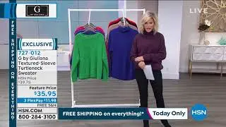 G by Giuliana TexturedSleeve Turtleneck Sweater