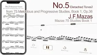No.5 (Detached Tones) | J.F.Mazas【 Violin Sheet Music 】