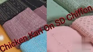 Chicken Kari | Embroidery design | On Soft crinkle Chiffon | Shaikh Silk