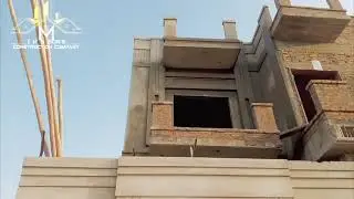 Classical House Elevation Plaster Work | Groove Design & Sharp Corner Edge Finishing
