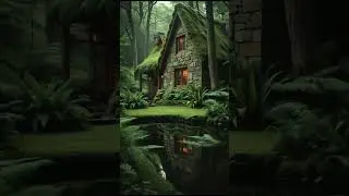 Idyllic Mossy Cottage in a Fog Kissed Forest