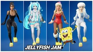 New JELLYFISH JAM Emote Showcase with WINTERFEST 2025 Skins | Fortnite X SpongeBob 