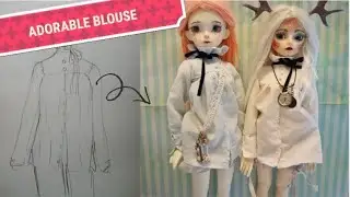 How to sew adorable blouse for bjd doll, tutorial sewing bjd #ドール #人偶 #bjd #doll #dollclothes