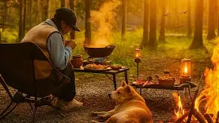 Forest Camping | Passion Fruit Sour Soup Hot Pot & Spring Woods ASMR