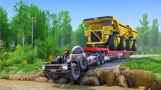 The CRAZY Moment Heaviest Mining Truck Crosses Treacherous Water