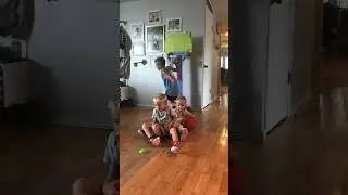 Slow-Mo Dad Dunk - The 8 year old son TAKES OVER for DAD & goes OVER 2 Brothers! #Shorts #DadLife