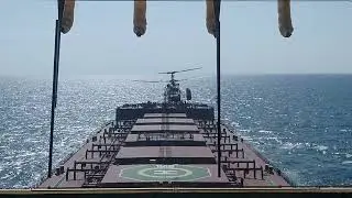 Helicopter Landing on a Bulk Carrier Ship while Sailing at 6 Knots