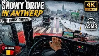 ASMR POV Truck Drive in Antwerp | Finding the Exit | Real Engine Sounds