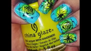 Radial graident nail design- uber chic stamping