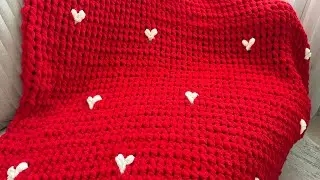 Puffy heart blanket. Easy to make. Blanket