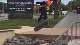 Switch tre flip at the old St. Cloud skate plaza #skateboarding #skateparks #skateboardingvideos 