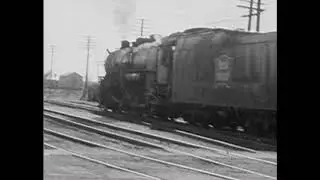 vintage 1940's Rock Island RR scenes from Herington, KS Depot and Roundhouse, including 4-8-2 #4020
