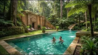 Building a House in an Abandoned Underground Pool House in the Forest (Full ASMR Process)