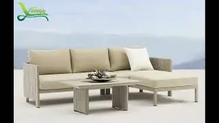 Modern outdoor sofa set: sunlit comfort, timeless design.