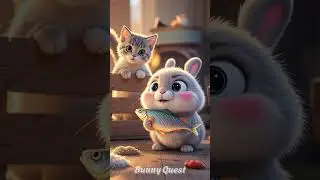 🐰Cute rabbit rescued the poor little kitten #rabbit #cat #kitten #funny #ai