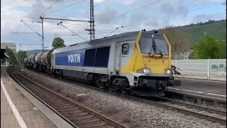 Zugverkehr in Esslingen-Mettingen (Voith Maxima, Stadler Eurodual, BR426)