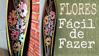 PINTURA EM CASCA DE COQUEIRO/FLORAL