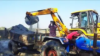 JCB 3DX PLUS Loading Village Pond Mud in Sonalika Mahindra John Deere Swaraj Tractor | Jcb | Tractor