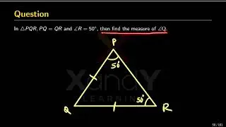 In triangle PQR, PQ=QR and angle R=50 degree, then find the measure of angle Q