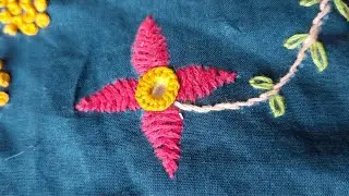 Easy to learn circle mirrorwork design. Mirrorwork tutorial step by step. #embroiderynilampatel 