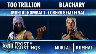 Frosty Faustings XVIII LOSERS SEMI FINAL - TOO TRILLION (Rain) vs Blachary (Sindel) - MK1