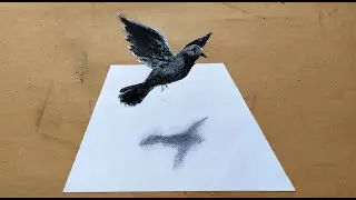 3d art tutorial easy 2020 | Flying Bird Drawing step by step | pencil art new