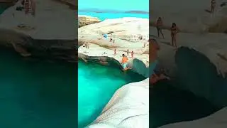 Would you do this jump? Location: Sarakiniko Beach on Milos island in Greece #greece #travel #beach