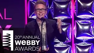 Joshua Holz and Daniel Lara present to Tyler Oakley at The 20th Annual Webby Awards