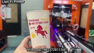 PP white cup servo auto printing machine PP cup logo multple color screen printing machine