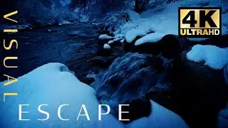 [RELAXING SOUNDS] - Continuous Rushing Water | River Sounds with 4K Visuals | Winter Land