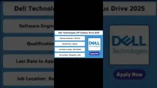 Dell Software Engineer 1 Recruitment 2025🔥 | Freshers Apply Now! | #DellJobs #ITJobs #Tamil