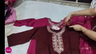 Roman silk #3piecesuits ,#partywear with heavy dupatta and grand work at neck and daman