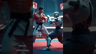 Human VS Robot Karate match 😱 Very amazing look #hybrid #ai #transformation #srk #aishorts #aiart