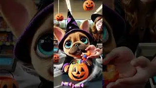 Trick or Treat! Watch this Cute Frenchie Baby's Sweet Haul! 🎃🐶#Halloween #TrickOrTreat #CutePet