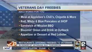 Freebies, deals for veterans on Veterans Day