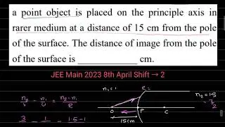 Two transparent media having refractive indices 1.0 and 1.5 are separated by a spherical refracting