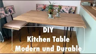 DIY Dining Table with Resopal and Hairpin Legs. Easy to Build! #howto #table  #diy #kitchen