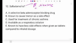 External pharmacy exam past paper mcq about salbutamol
