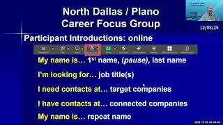 North Dallas / Plano Career Focus Group - 12/5/25 - &ldquo;Open Forum &ndash; You have questions about your job