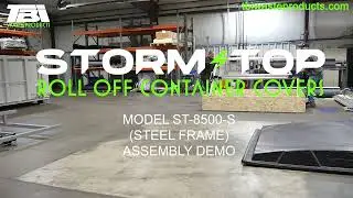 Galvanized Steel Frame Storm-Top Roll Off Container Cover Assembly Timelapse