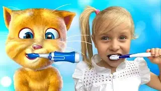 Девочка играет с котиком Томом - сборник веселых историй от Евы и Алисы