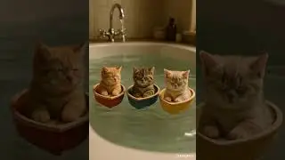 Tiny Munchkin Kittens Floating in Boats  Relaxing Miniature World #cute  #short #shorts #kitten #cat