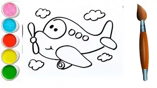 Aeroplane drawing for beginners | How to draw aeroplane | Coloring Painting Toddler | Kids video 
